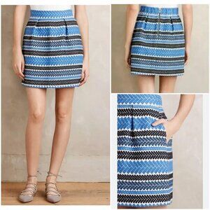 Anthro Nomad Norman Carper Textural Herringbone Stripe Mini Skirt POCKETS! Sz‎ S